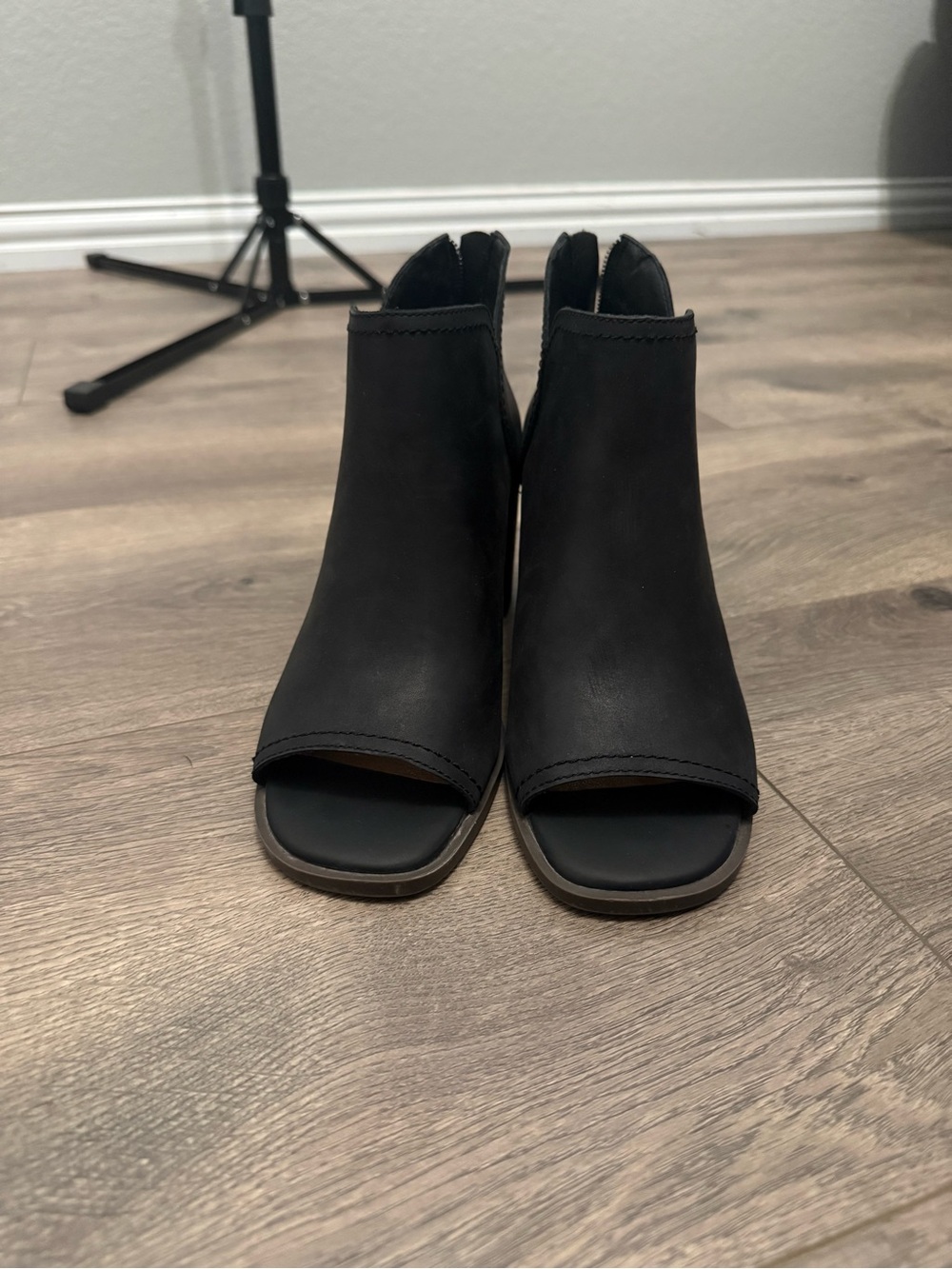 Lucky Brand Black Open-Toe Ankle Booties